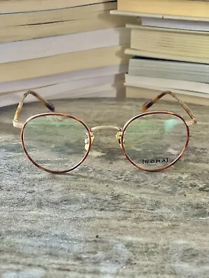 Gold Brown Round Retro Eyeglasses Unisex Frame Eyewear Optical Glasses Japan • $47.50