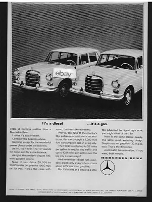 Mercedes Benz Germany 1959 190d It's A Diesel It's A Gas Ad • $4.99