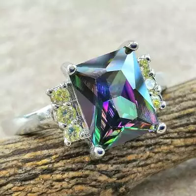 925 Sterling Silver Rainbow Mystical Fire Topaz New Fashion Jewelry Ring Size 10 • $15.74