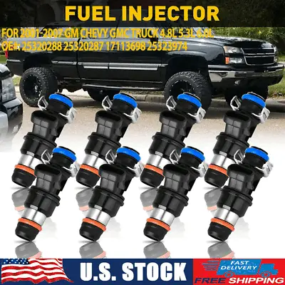 8 PCS Upgrade Fuel Injectors For 99-07 Chevy Silverado GMC 4.8/5.3/6.0L 25317628 • $44.29