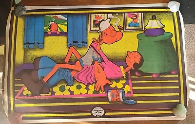 Easy Rider Popeye & Olive Oil Vintage 1970 Headshop Blacklight Poster -nice! • $32