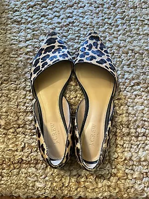 J. Crew Women's Zoe D'Orsay Flats Size 7.5 Pointed Leopard Calf Hair Flat Shoe • $27