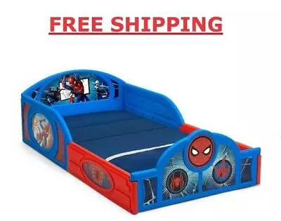 Spider Man Multi-Color Plastic Toddler Bed With Built-In Safety Guardrails • $80.99