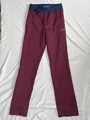 UA Flex Scrubs Pants Pull On Pockets Polyester Blend Red Blue Women's Sz. XS - T • $10.99