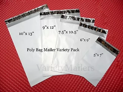 50 Poly Bag Mailer Variety Pack ~ 5 Sizes ~ Self-Sealing Shipping Envelope Bags • $10.95