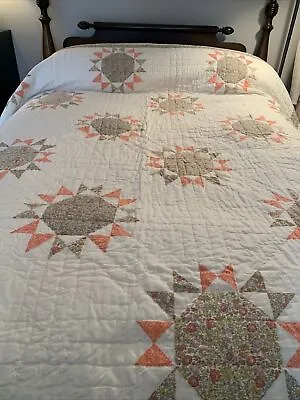 New Martha Stewart Quilt Cotton Star Full/Queen Artisan Hand Stitched Ret $400 • $125