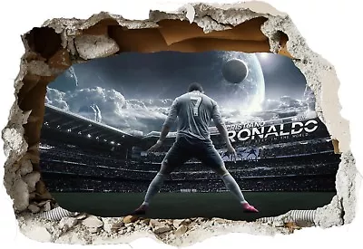 £10.99 • Buy CR7 Cristiano Ronaldo Madrid Football 3d Smashed Wall View Sticker Poster 1002
