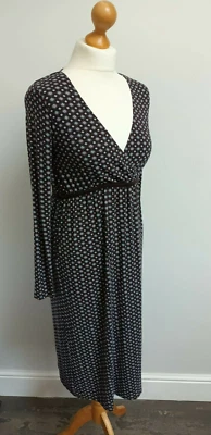 £1.99 • Buy JoJo Maman Bebe Nursing/maternity DRESS Size 8 Stretch Plum Polka-dot Flowers