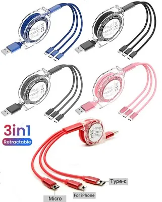 Universal 3 In 1 Charging USB Cable Charger Type-C Micro USB IOS  ALL Phones • £3.55