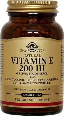 Solgar Vitamin E 200 IU & Mixed Tocopherols 100 Softgels • $12.04
