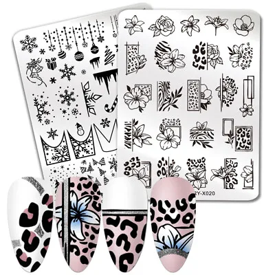 NICOLE DIARY Nail Stamping Plates Christmas Stencil Stamp Templates Nail Art • £2.39