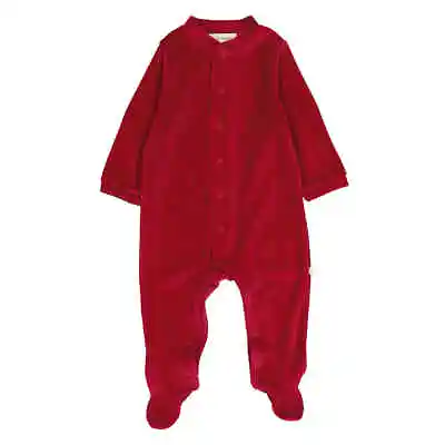 Marie Chantal Baby Burgundy Velour Angel Wing 1-Piece Sleepsuit • $47.29