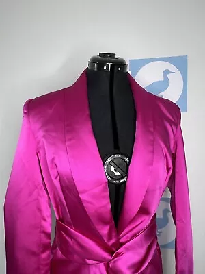 Zara Pink Blazer Dress Size XS Satin Knot At Waist Long Sleeve Smart 9011 326 • $44.21