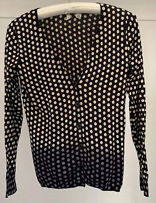 MOTH Anthropologie Cotton Cardigan Sweater Purple Polka Dot Print Medium • $10