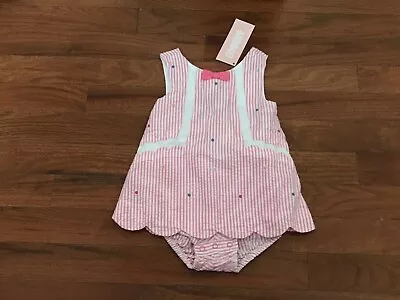 Gymboree Infant Girl Pink Dot Seersucker Romper Bubble Suit 6-12 Months New • $24.50