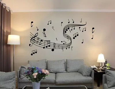 Music Notes Treble Clef Art Wall Sticker Wall Decal Living Room UK SH100 • £21.59