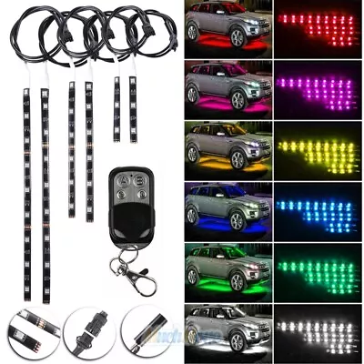 6Pcs Motorcycle RGB 18 Color Waterproof Under Glow Lights Strip Neon Kit+Remote • $20.99