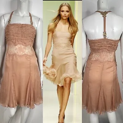 Vtg Versace Aw2005 Blush Pink Silk Medusa Dress It40 Us6 • $570