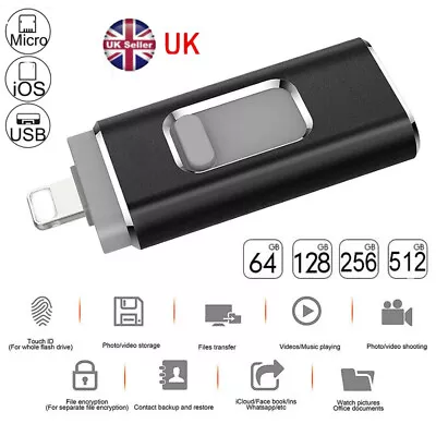 USB Flash Drive Storage Memory Photo Stick 2TB External Hard Drive For IPhone PC • £20.51