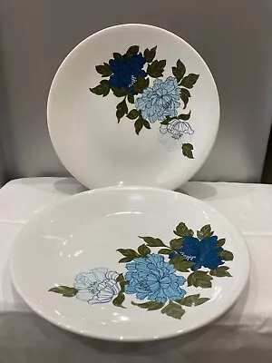 2 X Vintage Retro Barratts Of Staffordshire BLUE HARMONY Dinner Plates 25 Cm • £6