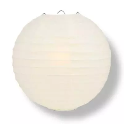 8  Beige / Ivory Round Paper Lantern Even Ribbing Hanging Decoration • $1.08