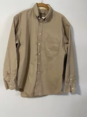 St. John’s Bay Twill Tan Button Down Long Sleeve Mens Shirt Size M • $10.50