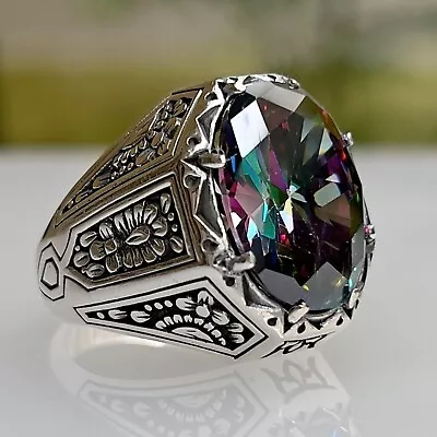 Men's Ring 925 Sterling Silver Jewelry Mystic Topaz Stone Ring All Size # • $52