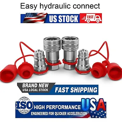2 Sets 1/2  Ag Hydraulic Quick Connect Couplers Couplings Poppet Pioneer Style • $32.99