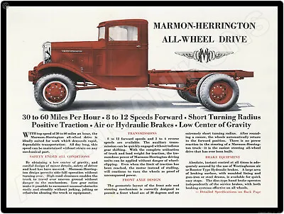 Marmon Herrington Trucks New Metal Sign: All Wheel Drive Truck Spec Sheet • $19.88