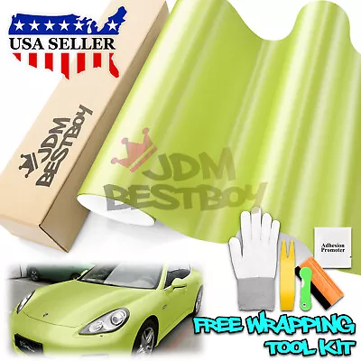 Brushed Aluminum Lime Green Auto Steel Vinyl Wrap Sticker Decal Film Sheet DIY • $4.99