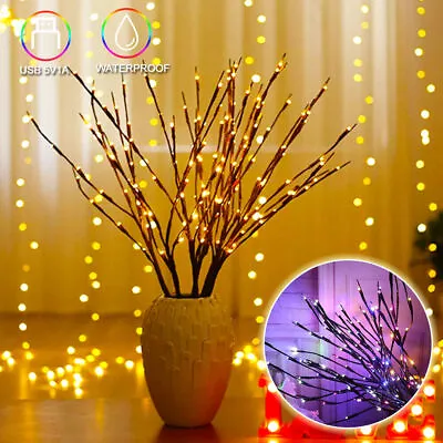 £10.49 • Buy LED Branch Twig Lights Willow Tree Branches Fairy Lamp Christmas Party Vase Deco