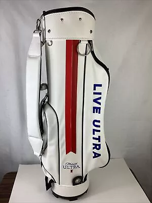 Michelob Ultra Beer Live Ultra Golf Bag White 5 Slot Faux Leather Excellent Con. • $150