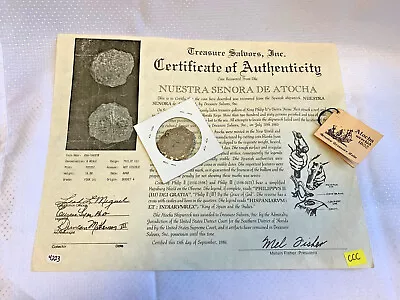 Atocha Shipwreck 8 Reale Grade 4 Silver Coin Mel Fisher Treasure Salvors Inc.  • $1999.95