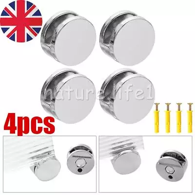 4x Glass Laminate Holder Mirror Fixing Clip Wall Hanging Mounting For 3-5mm • £5.39