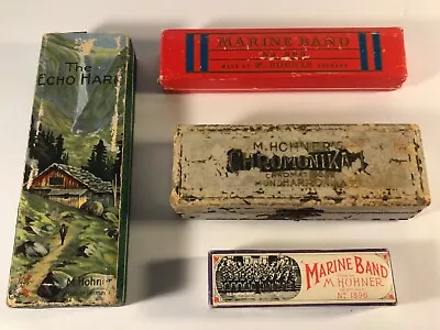 Vintage M.Hohner Harmonica CollectionEcho HarpChromonica.MarineGermanyBoxes • $60