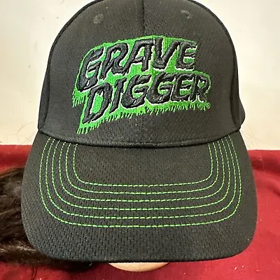 Monster Jam Adult Cap Hat Grave Digger Black Green Snapback 2022 • $15