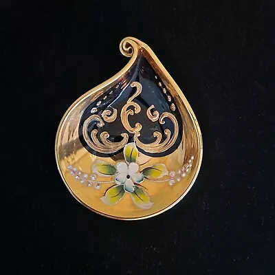 Murano Glass Small Dish By Vimax 1960's- Made In Italy Gold Trim 4in X 3 In • $10