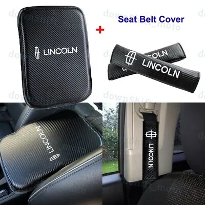 Carbon Fiber Car Center Armrest Cushion Mat Pad + Seat Belt Cover For LINCOLN • $16.99