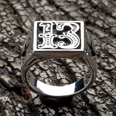 Number 13 Sterling Silver Biker Ring Men's Rocker Designer New • $96.59