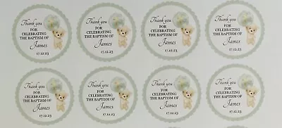 24x Personalised Teddy Bear Balloon Baptism Birthday Party Lolly Bag Stickers • $9