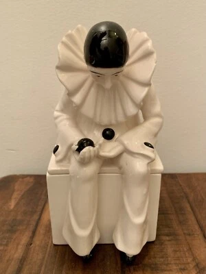 $54 • Buy Vintage Taste Setter Sigma Harlequin Pierrot Clown Ceramic Trinket Storage Jar