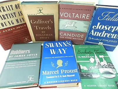 Modern Library 7 Book Lot Vintage. Joyce Proust Fielding Swift Voltaire Trollope • $54.95