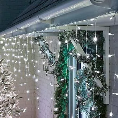 Christmas LED Icicle Lights Snowing Bright Xmas Tree Indoor Outdoor Lighting • £18.99