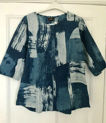 £16.99 • Buy  GRINGO Cotton Voile Button Front Summer To  Blouse Shirt Scoop Neck BOHO Size M