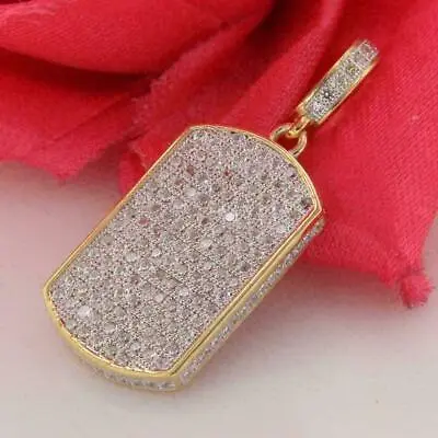 3Ct Round Cut D/VVS1 Diamond Dog Tag Pendant Charm 14k Yellow Gold Over • $45.30