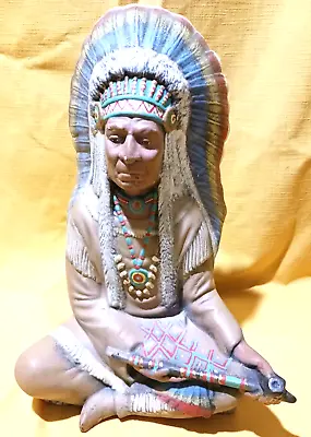 VINTAGE Sitting Indian Chief Ceramic Statue • $20