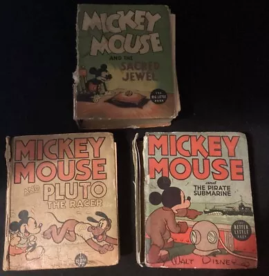 3 MICKEY MOUSE BIG LITTLE BOOKS From The 1930’s • $44.99