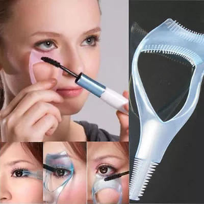 3 In 1 Mascara Guard Eyelash Brush Curler Lash Comb Cosmetic Makeup Tools • $0.83