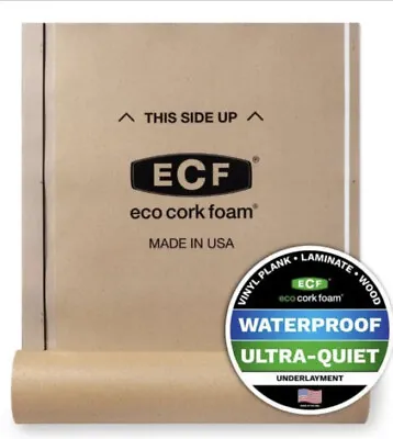 Eco Cork Foam Underlayment 75 Sq-ft Waterproof Premium Plus 10-in-1 New Roll • $57.95