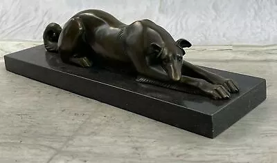 Vintage Bronze Metal Greyhound Whippet Dog Statue Sculpture Figurine Home Decor • $249